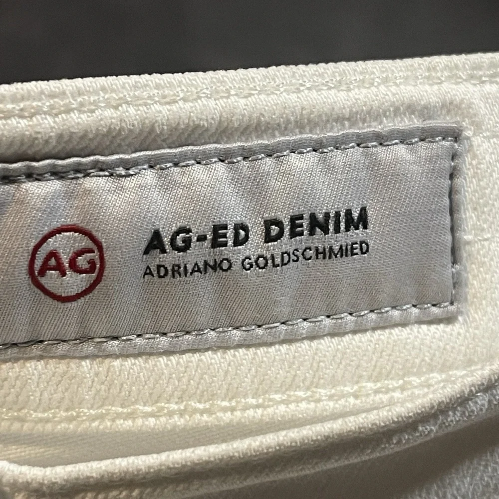 AG Adriano Goldschmied Size 31 Shorts Denim Jeans Relaxed White Mid Rise F-45‎